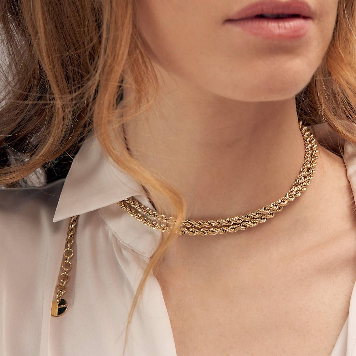 Collana Donna Unoaerre 1AR Bronzo Dorato Maglia Intrecciata Fune 476242